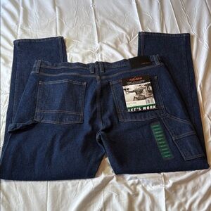 Iron Made Vintage Carpenter Dark Blue 98% Cotton Men's Jeans Size W38 L32